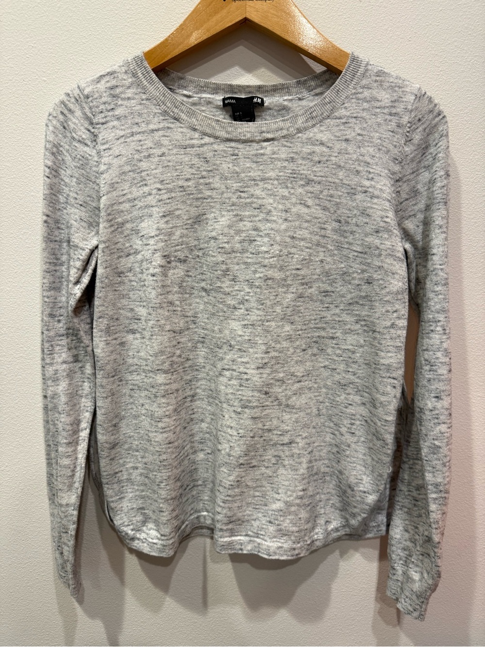 H&M Mama Maternity Women's Heather Gray Crewneck Long Sleeve Top Cotton